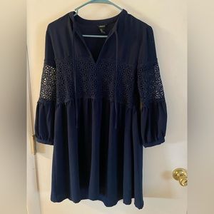 Forever 21 navy blue lace dress, 3 quarter length sleeves, size small